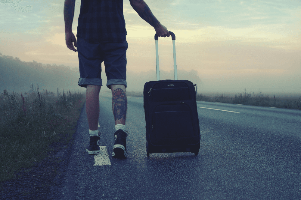 a man going on a trip