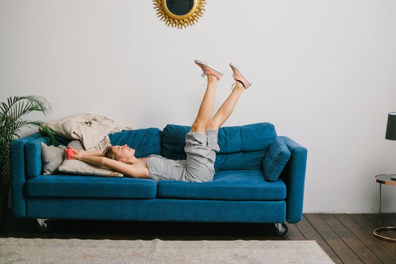 a woman on the couch