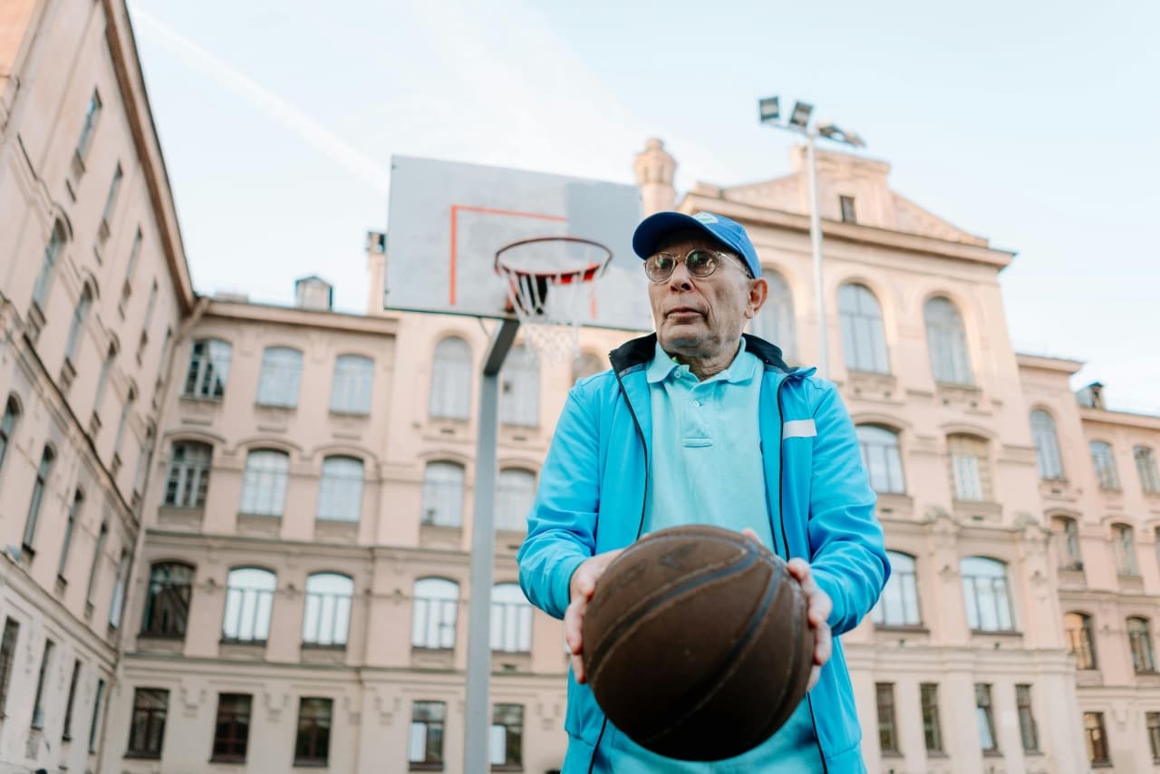 a man with a basketball
