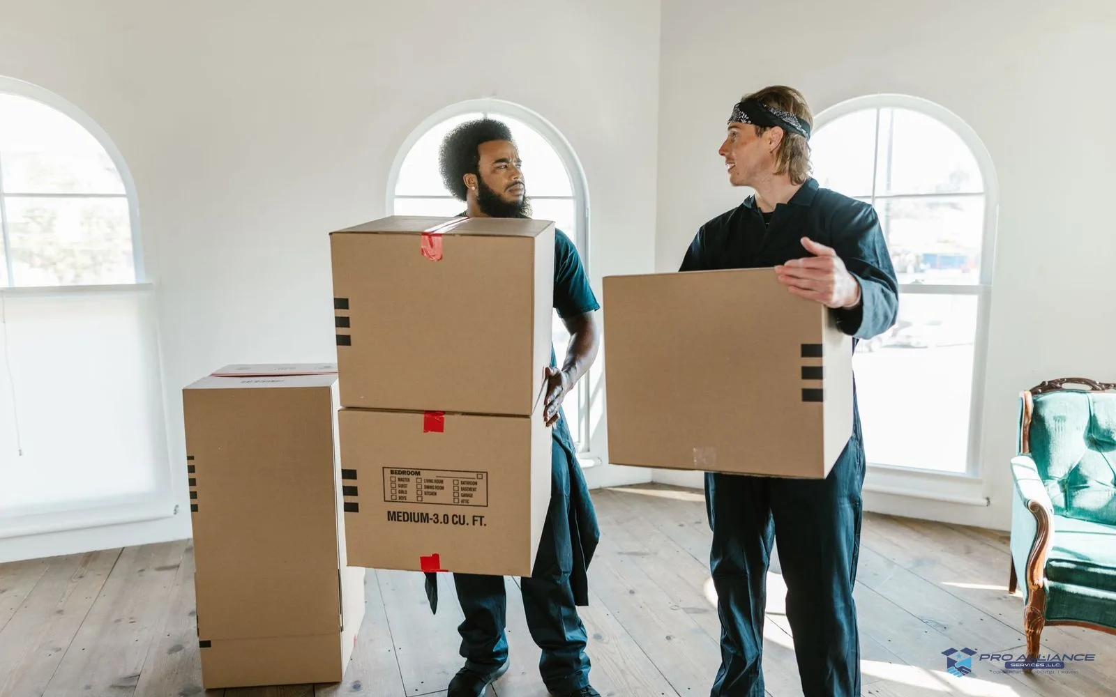 Boxes being unloaded at a suburban house