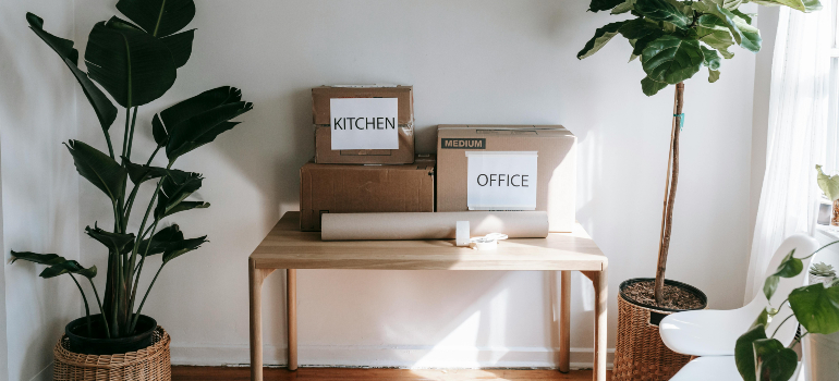 packed boxes on the table