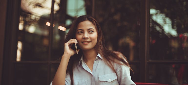 A woman on the phone