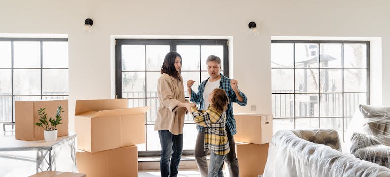 A happy family relocating