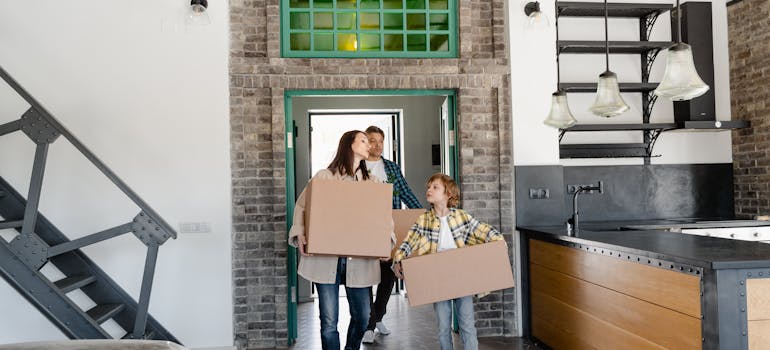 A family moving to a new house