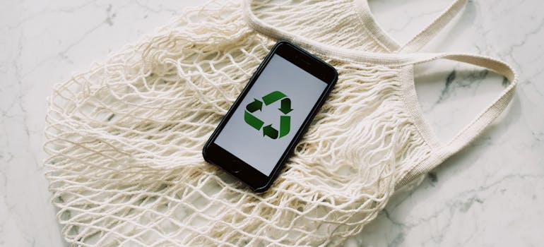 Recycling sign on the phone