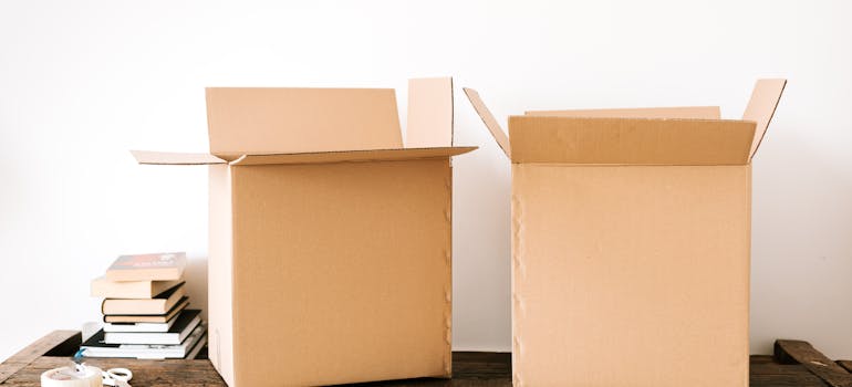 Moving boxes on the table