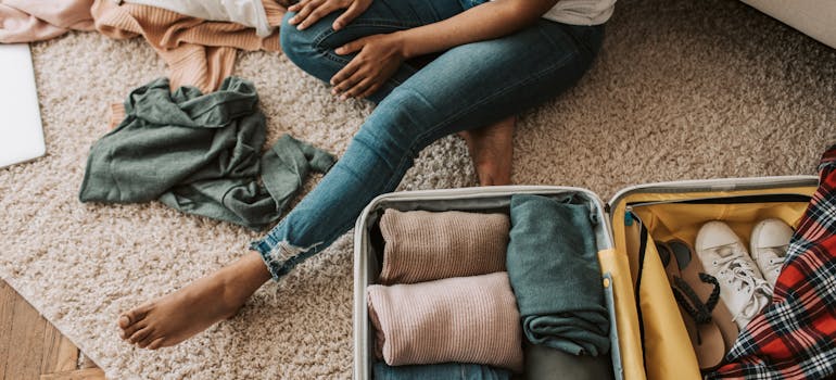 A woman packing