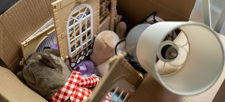 Toys in the moving box