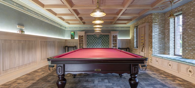 Pool table in the room