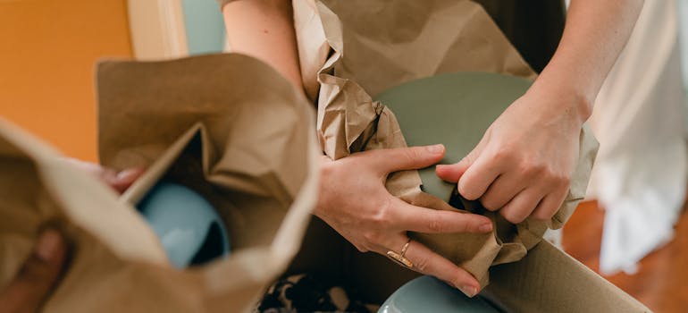A person unpacking