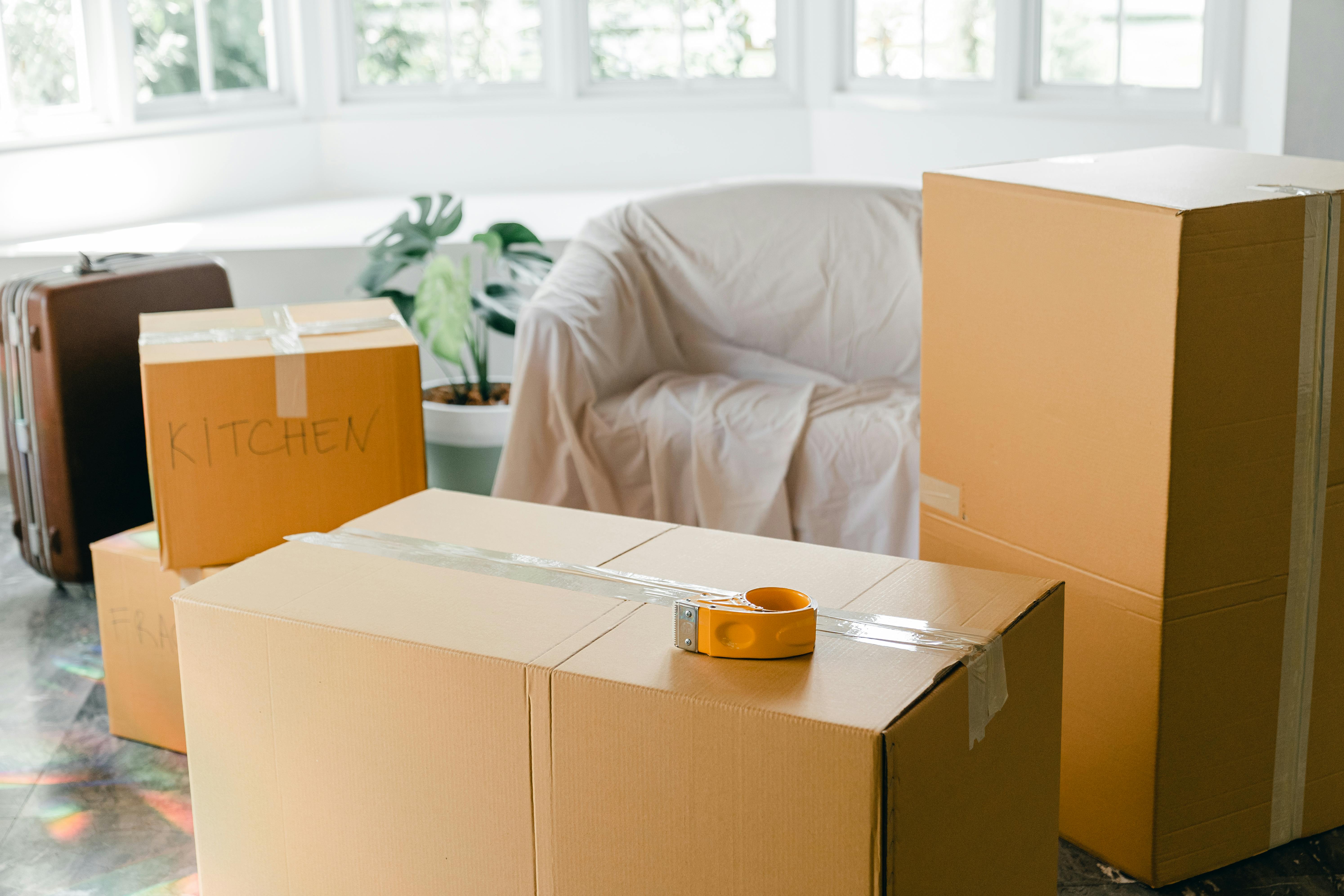 Boxes packed in the apartment.