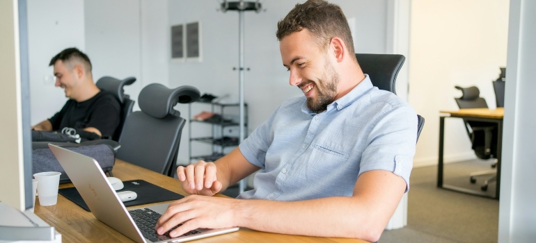People laughing at work