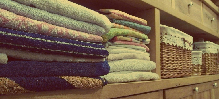 Stack of Towels on Rack